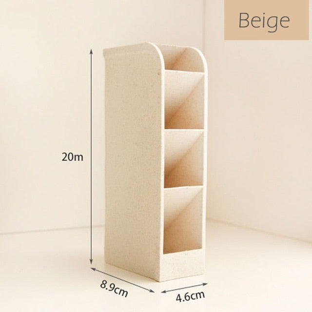 Multi-function 4 Grid Desktop Pen Holder Office School Storage Case made by eco-friendly wheat straw Desk Pen Pencil Organizer
