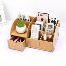 Load image into Gallery viewer, DIY Wood Desk Stationery Holders with Drawer Organizer Office Paper Holders Stationery Organizer Wooden Storage Box Joy Corner