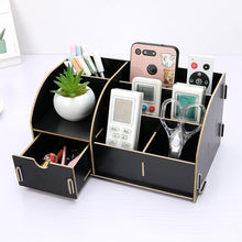 Load image into Gallery viewer, DIY Wood Desk Stationery Holders with Drawer Organizer Office Paper Holders Stationery Organizer Wooden Storage Box Joy Corner