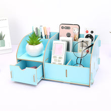 Load image into Gallery viewer, DIY Wood Desk Stationery Holders with Drawer Organizer Office Paper Holders Stationery Organizer Wooden Storage Box Joy Corner