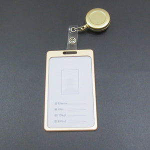 1 Set Aluminum Alloy Card Holder with ABS Retractable Badge Reel Pull ID Card Badge Holder