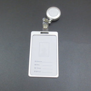 1 Set Aluminum Alloy Card Holder with ABS Retractable Badge Reel Pull ID Card Badge Holder